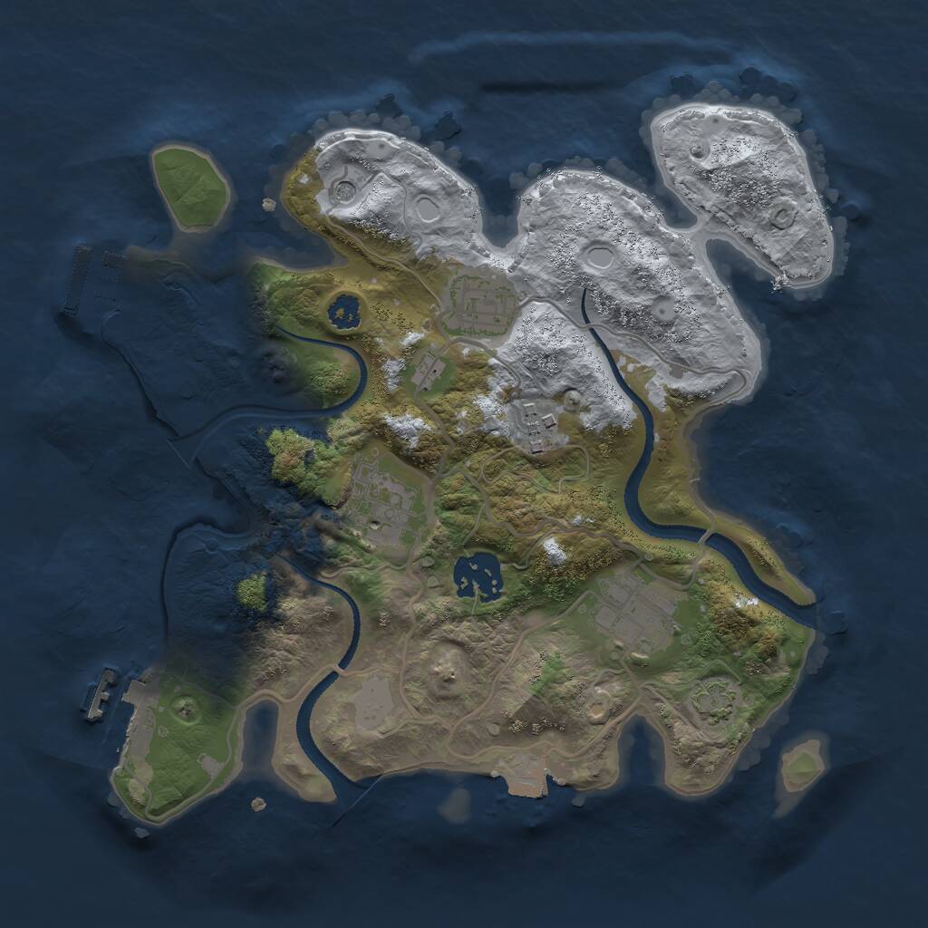 Rust Map: Procedural Map, Size: 2750, Seed: 1336783367, 10 Monuments