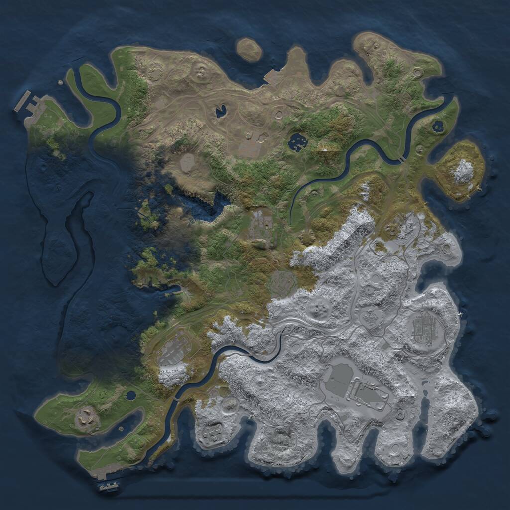 Rust Map: Procedural Map, Size: 4250, Seed: 1210972419, 16 Monuments