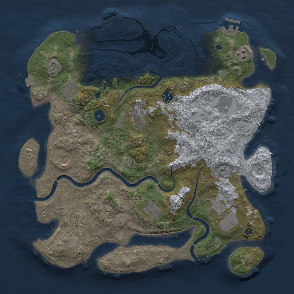 Rust Map: Procedural Map, Size: 3950, Seed: 701899, 16 Monuments