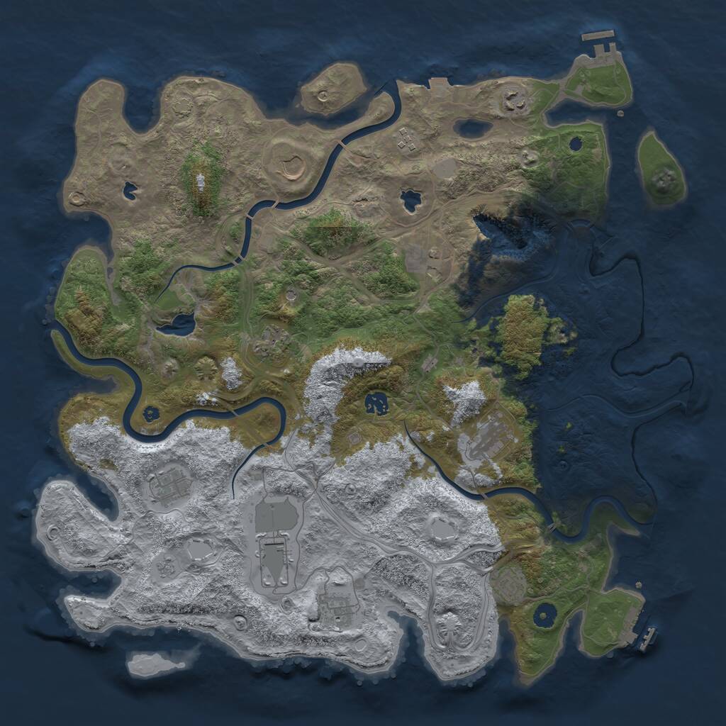 Rust Map: Procedural Map, Size: 4500, Seed: 1950992368, 17 Monuments
