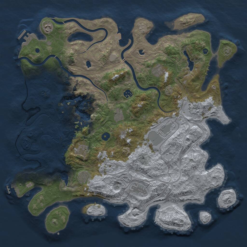 Rust Map: Procedural Map, Size: 4500, Seed: 968274463, 16 Monuments