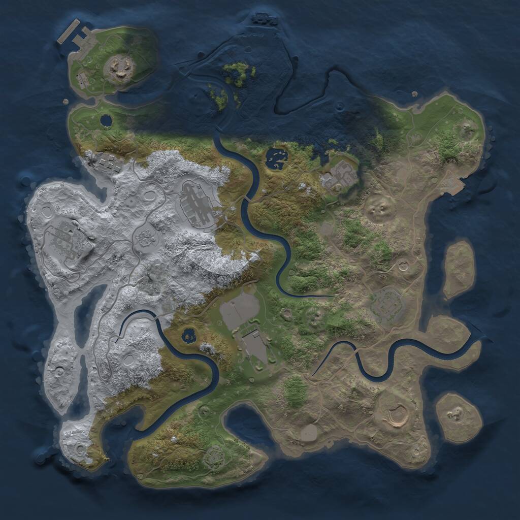 Rust Map: Procedural Map, Size: 3500, Seed: 295089330, 15 Monuments