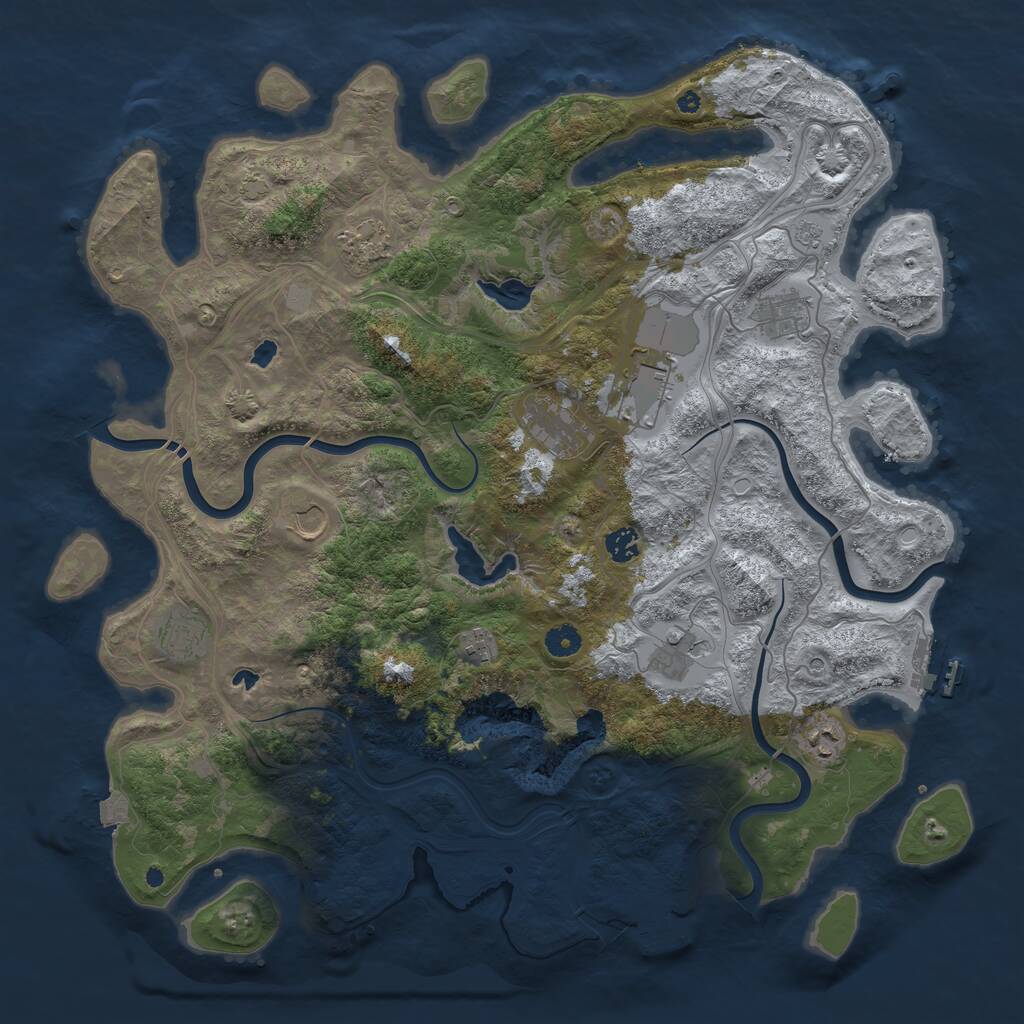 Rust Map: Procedural Map, Size: 4500, Seed: 1380171725, 16 Monuments