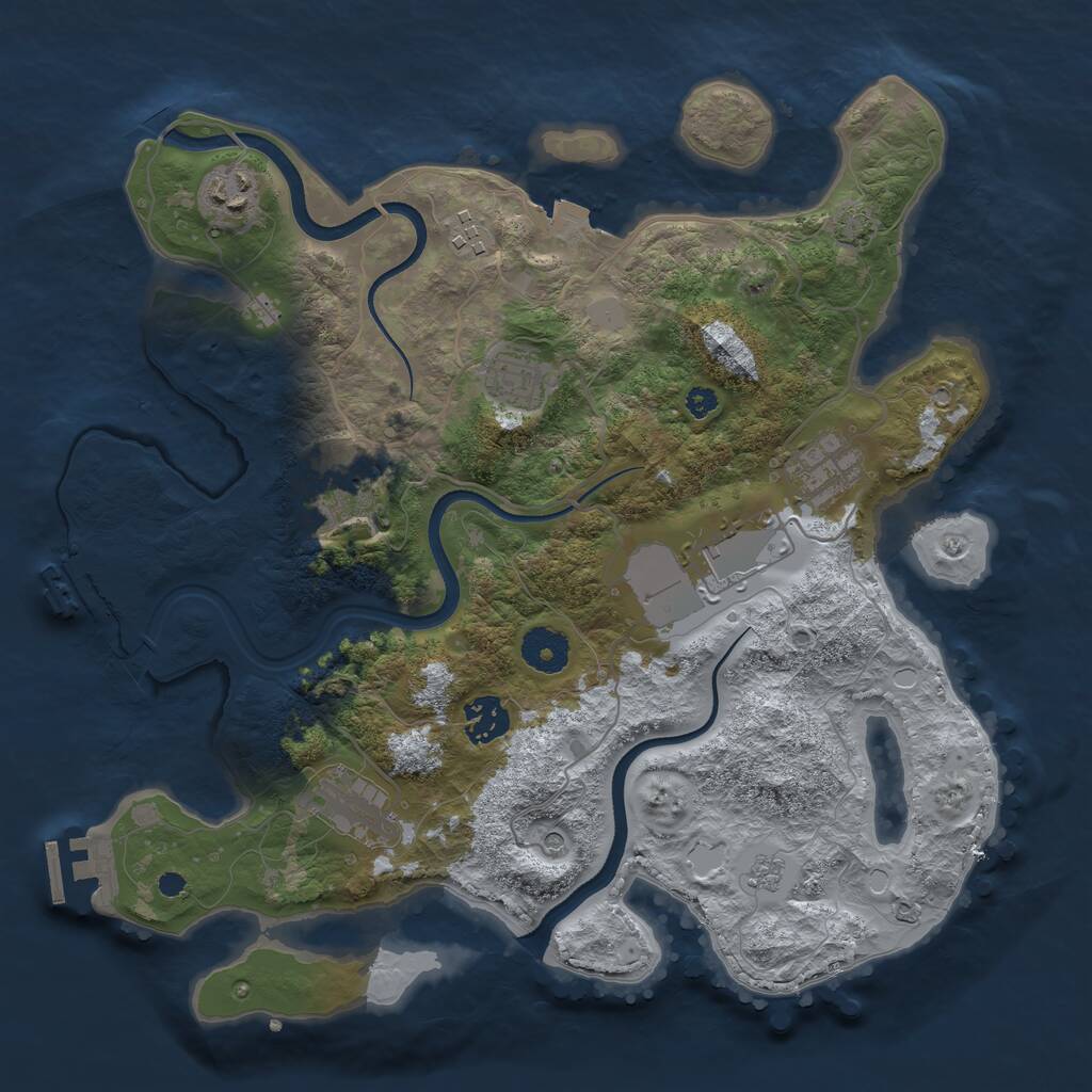 Rust Map: Procedural Map, Size: 3500, Seed: 1953910496, 14 Monuments