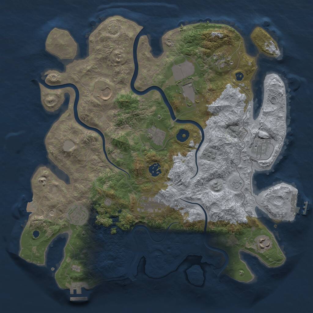 Rust Map: Procedural Map, Size: 3700, Seed: 82372181, 16 Monuments