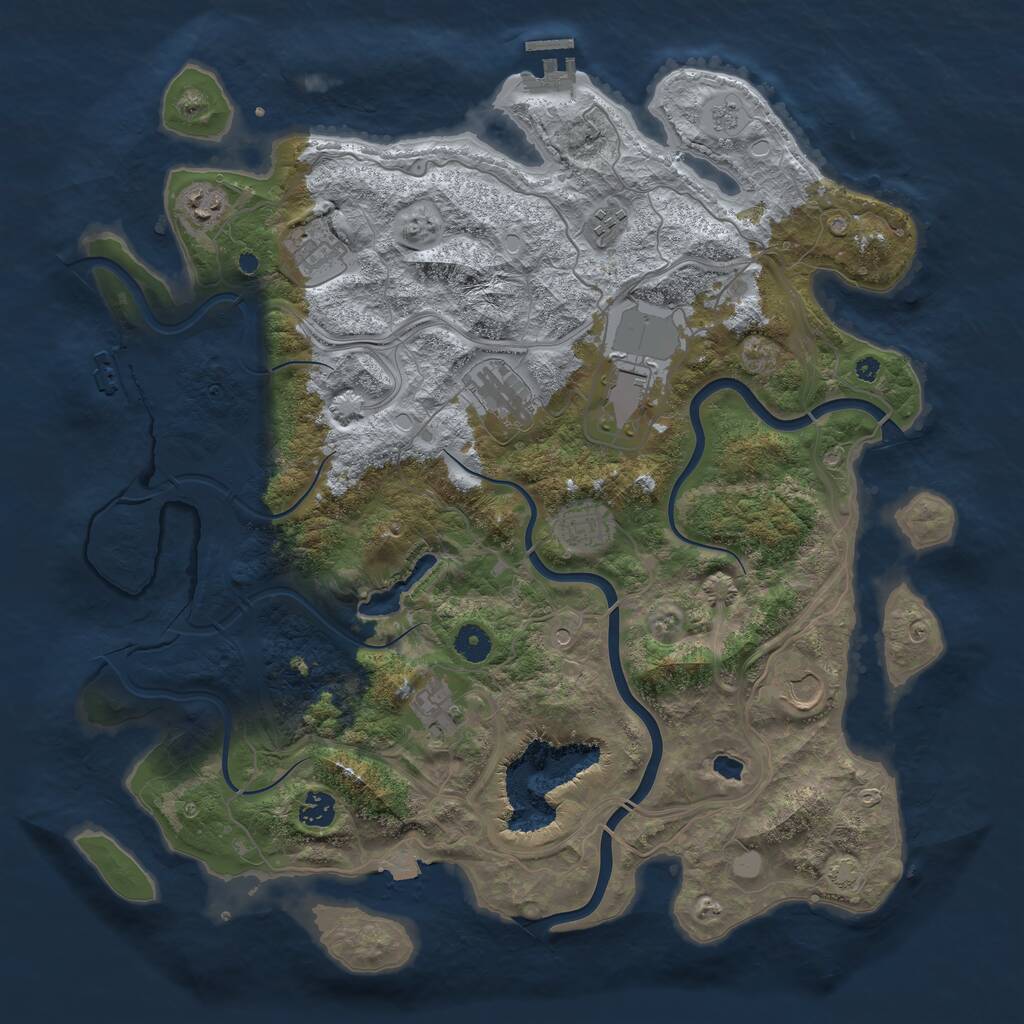 Rust Map: Procedural Map, Size: 4250, Seed: 1870245411, 15 Monuments