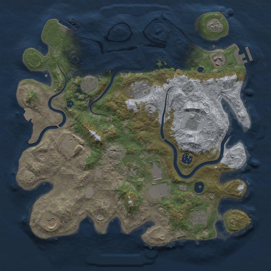 Rust Map: Procedural Map, Size: 3750, Seed: 1165041354, 17 Monuments