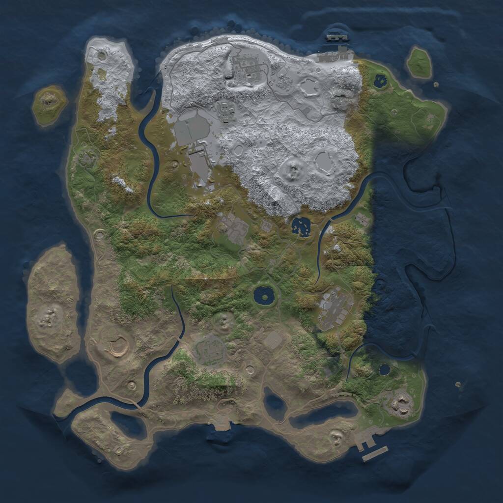 Rust Map: Procedural Map, Size: 3750, Seed: 520508650, 15 Monuments