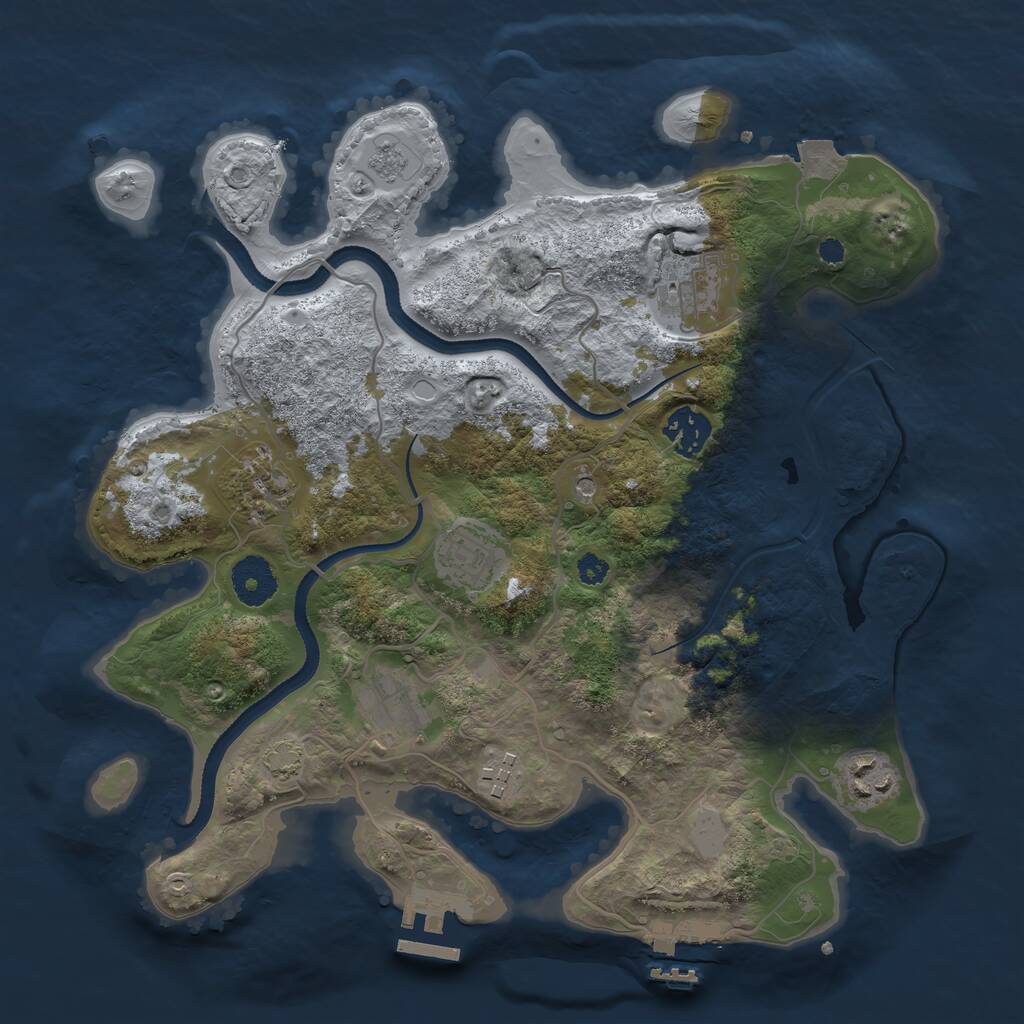 Rust Map: Procedural Map, Size: 3300, Seed: 24637798, 13 Monuments