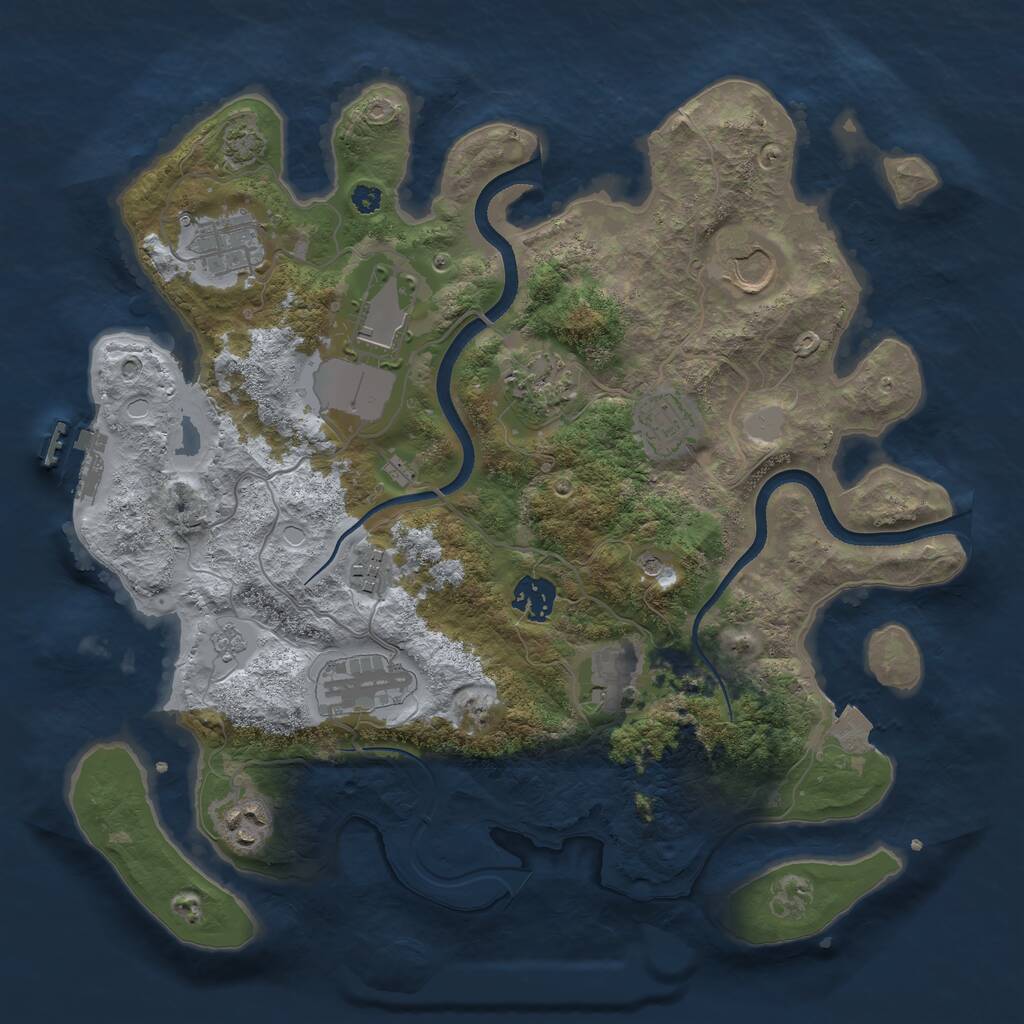 Rust Map: Procedural Map, Size: 3500, Seed: 741852, 15 Monuments