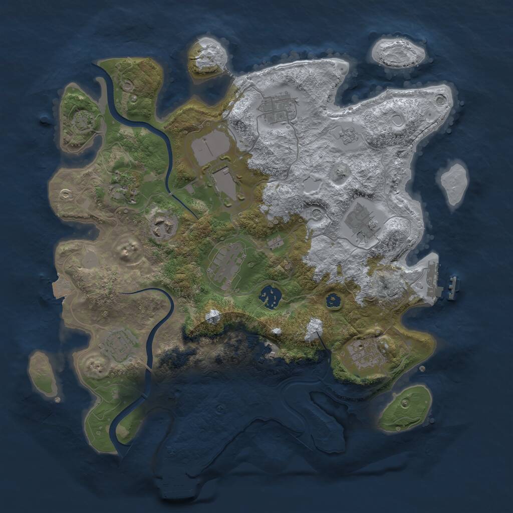 Rust Map: Procedural Map, Size: 3500, Seed: 120176678, 16 Monuments