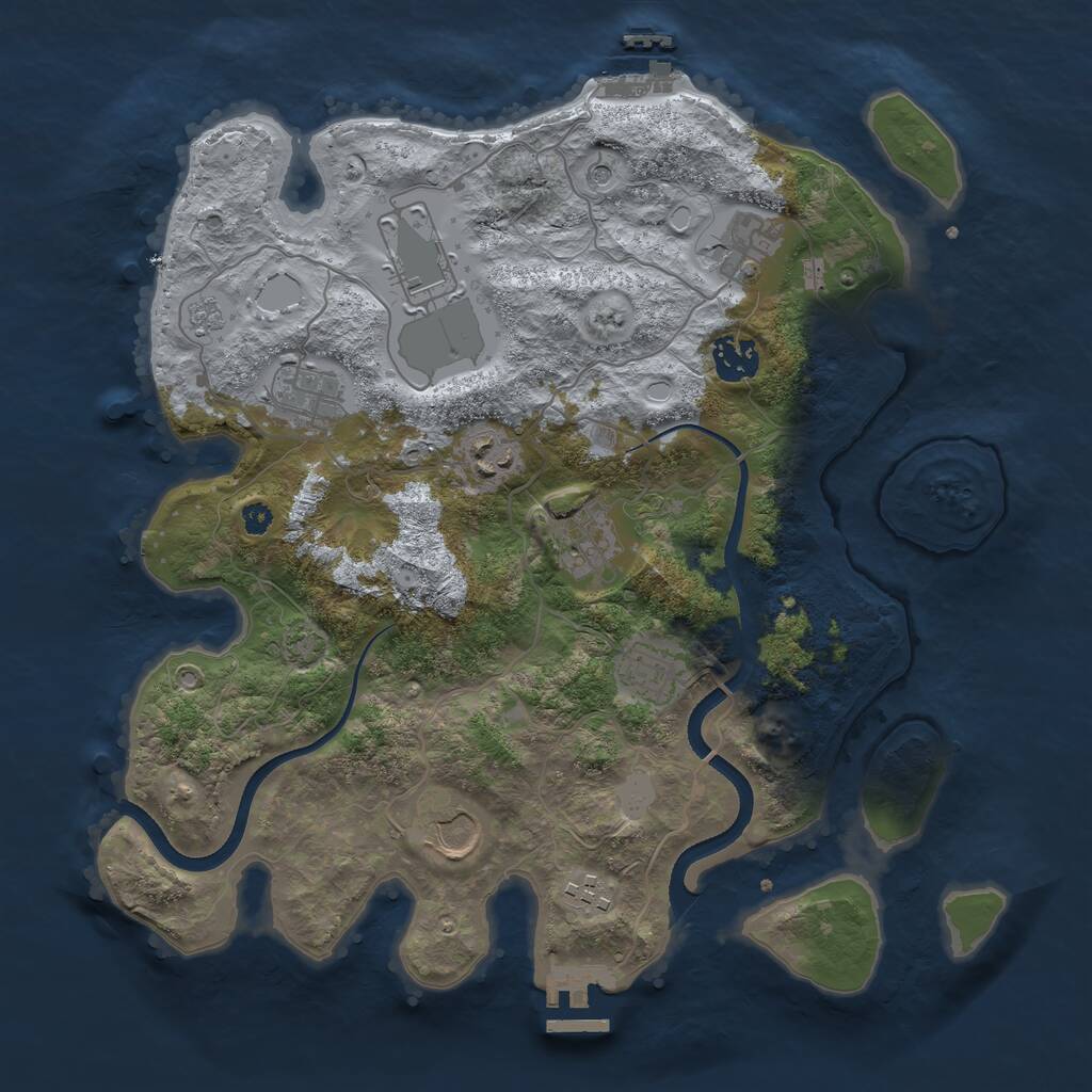 Rust Map: Procedural Map, Size: 3500, Seed: 1352420926, 15 Monuments