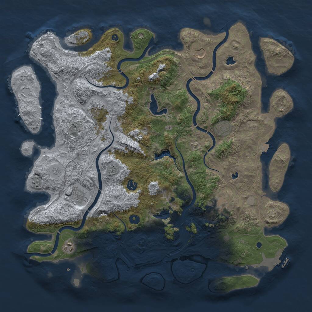 Rust Map: Procedural Map, Size: 4500, Seed: 391877716, 13 Monuments