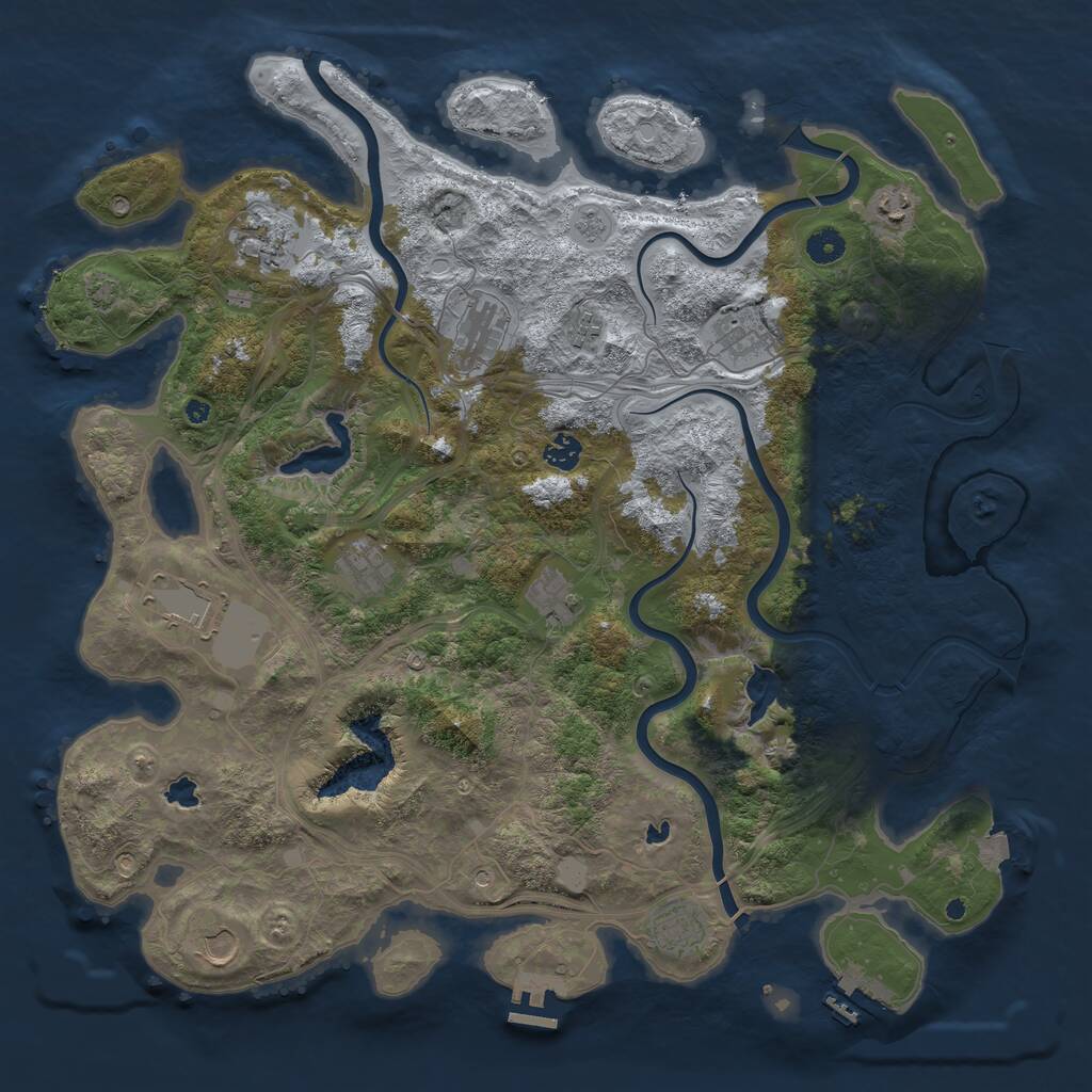 Rust Map: Procedural Map, Size: 4500, Seed: 752299460, 17 Monuments