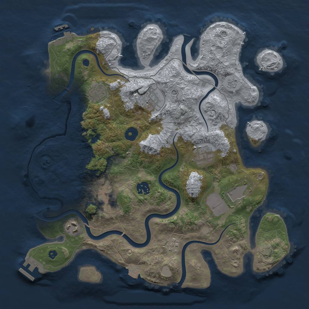 Rust Map: Procedural Map, Size: 3500, Seed: 1239193863, 14 Monuments