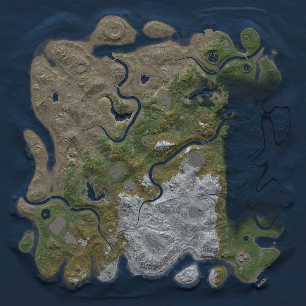 Rust Map: Procedural Map, Size: 4500, Seed: 1608702491, 17 Monuments