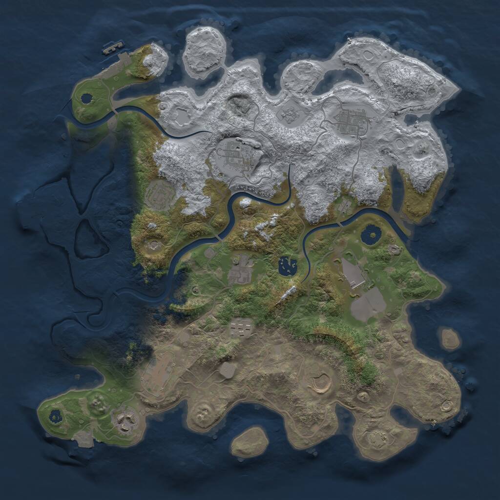 Rust Map: Procedural Map, Size: 3750, Seed: 1778226955, 16 Monuments
