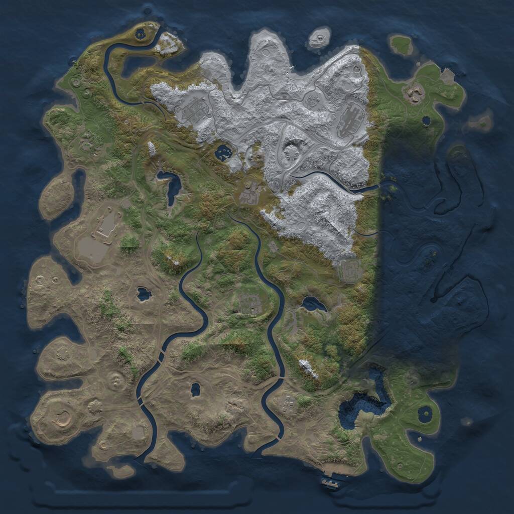 Rust Map: Procedural Map, Size: 4800, Seed: 1401184818, 17 Monuments