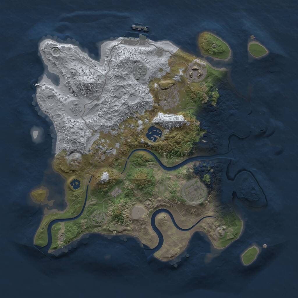 Rust Map: Procedural Map, Size: 3000, Seed: 650083997, 12 Monuments