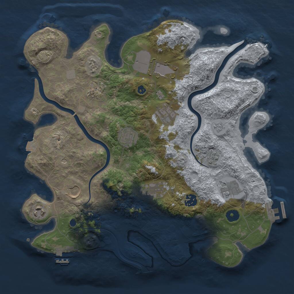 Rust Map: Procedural Map, Size: 3500, Seed: 346131716, 16 Monuments