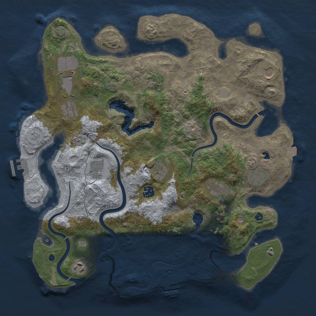 Rust Map: Procedural Map, Size: 4000, Seed: 1105409172, 17 Monuments