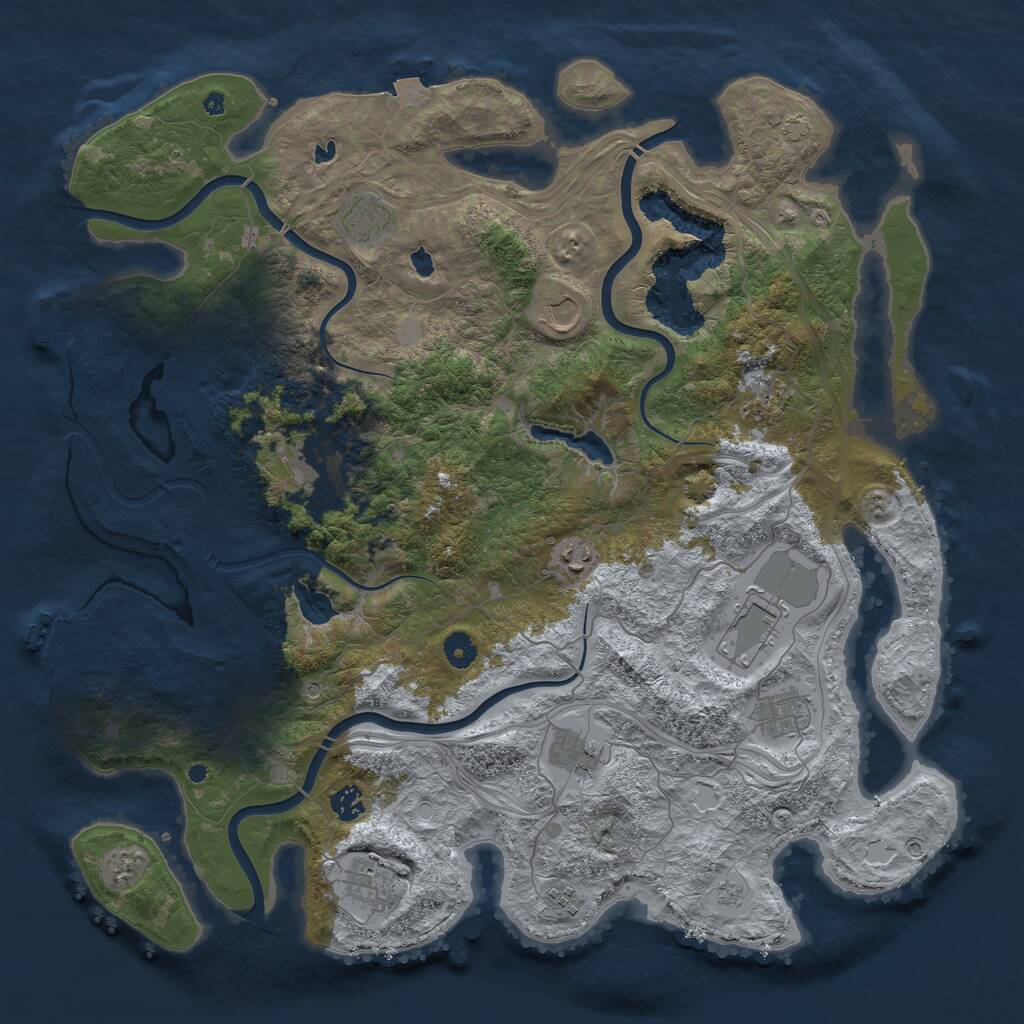 Rust Map: Procedural Map, Size: 4500, Seed: 861489225, 17 Monuments