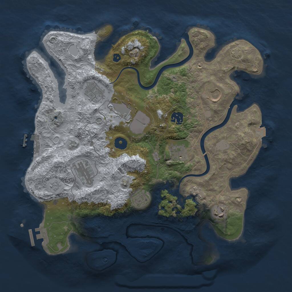 Rust Map: Procedural Map, Size: 3500, Seed: 1454132055, 15 Monuments
