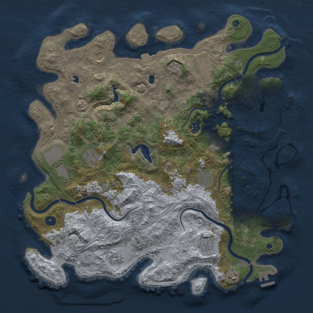Rust Map: Procedural Map, Size: 4500, Seed: 848814016, 17 Monuments