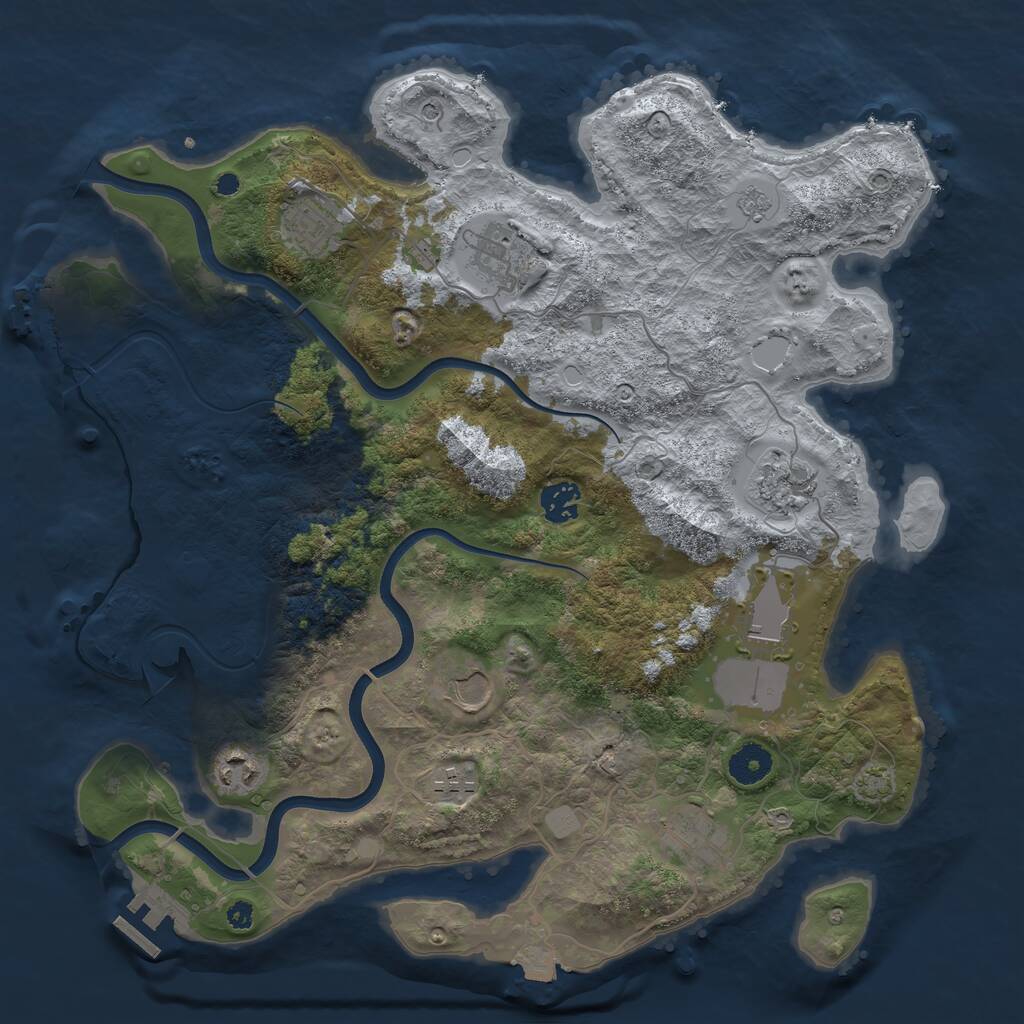 Rust Map: Procedural Map, Size: 3750, Seed: 449581786, 15 Monuments