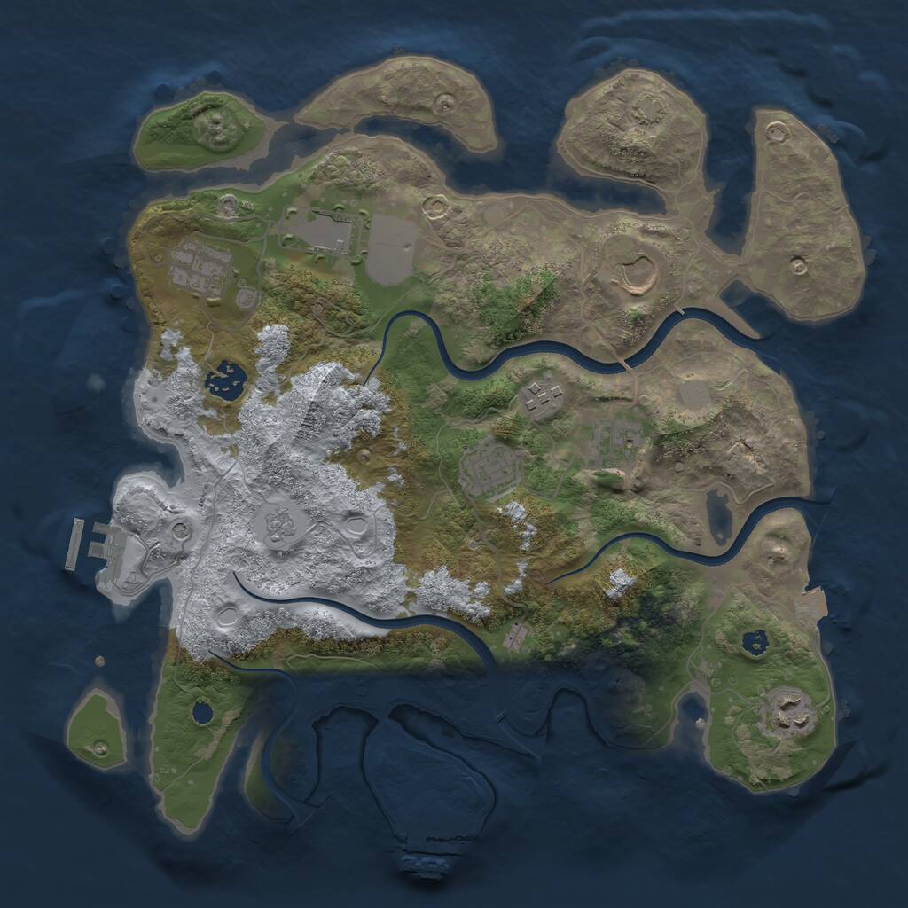 Rust Map: Procedural Map, Size: 3500, Seed: 942378584, 14 Monuments