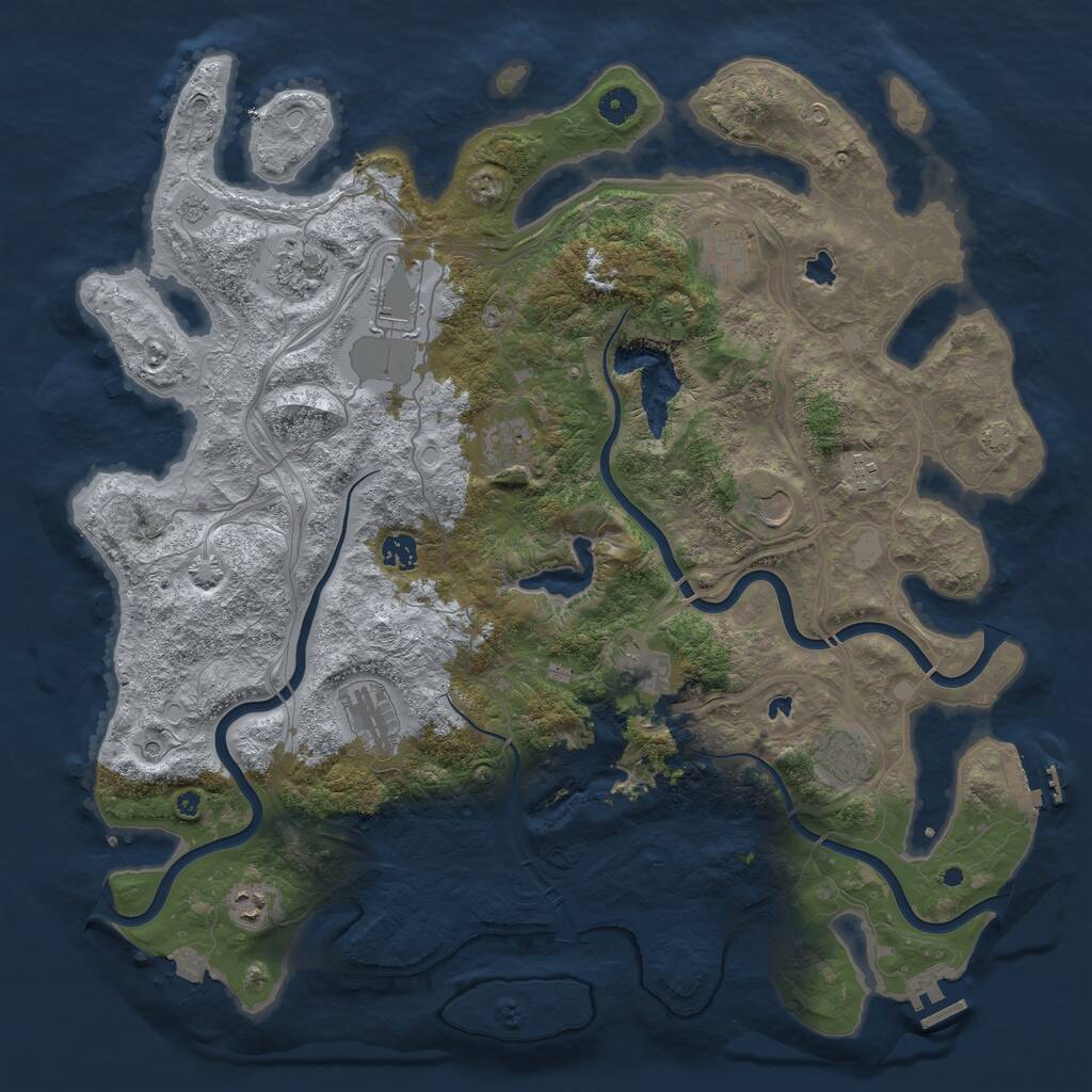 Rust Map: Procedural Map, Size: 4500, Seed: 1360916008, 17 Monuments