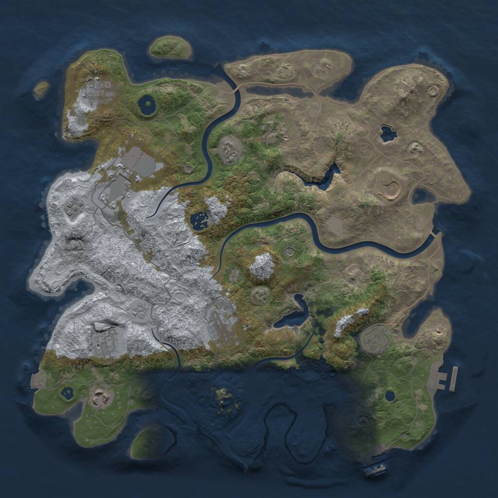 Rust Map: Procedural Map, Size: 4000, Seed: 87487, 16 Monuments