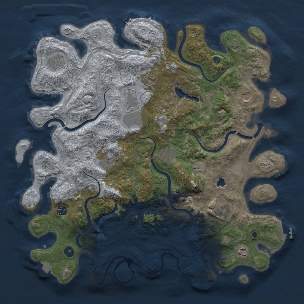 Rust Map: Procedural Map, Size: 4400, Seed: 970430256, 16 Monuments
