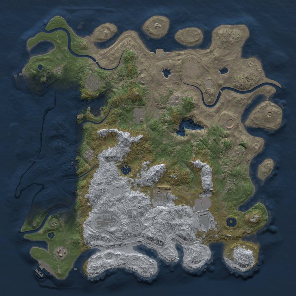 Rust Map: Procedural Map, Size: 4500, Seed: 676742069, 17 Monuments