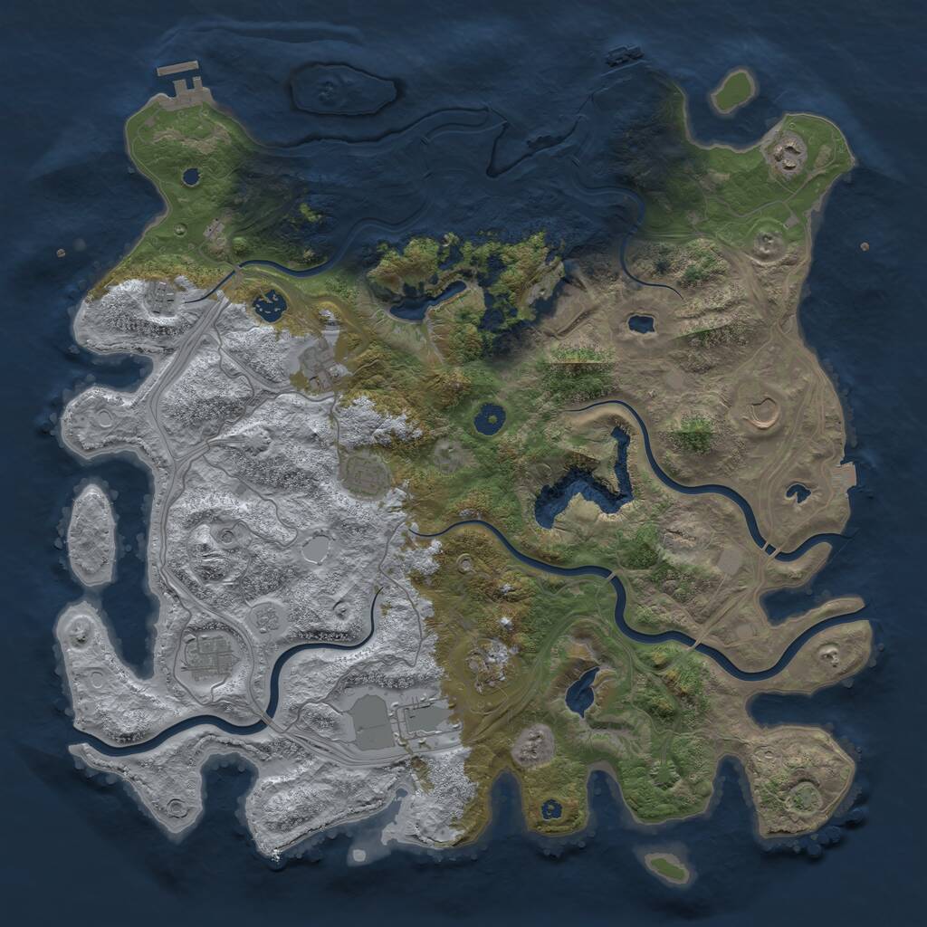 Rust Map: Procedural Map, Size: 4500, Seed: 1194241338, 16 Monuments