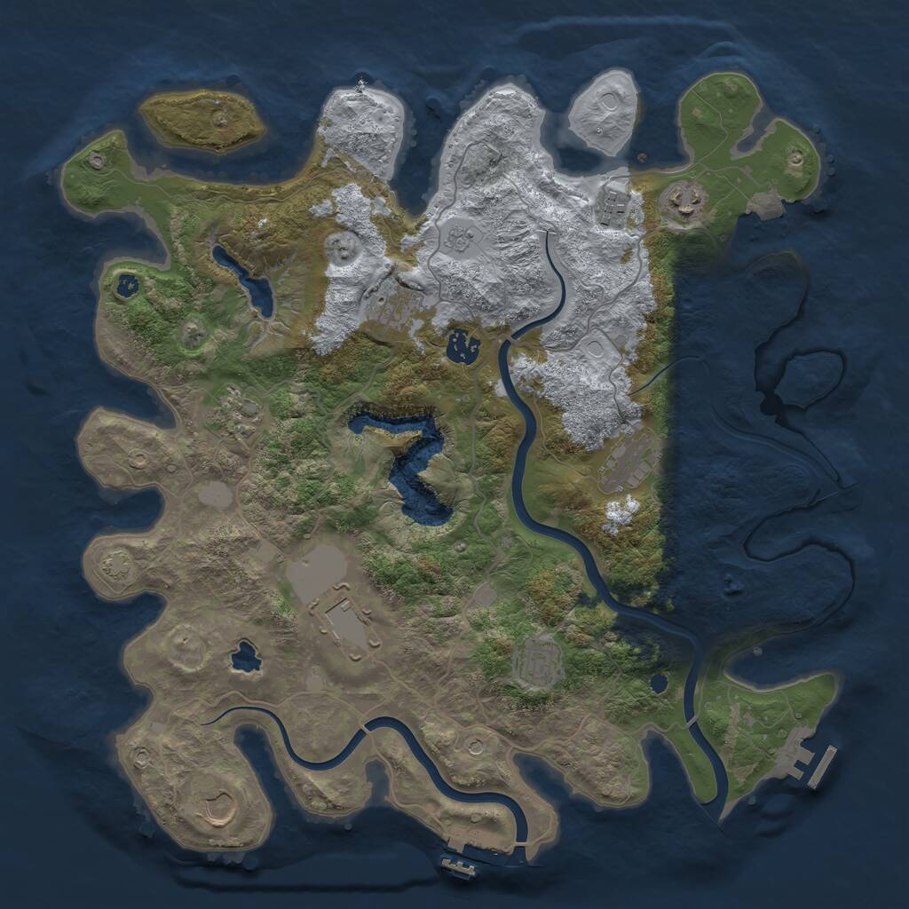 Rust Map: Procedural Map, Size: 4000, Seed: 893930100, 15 Monuments
