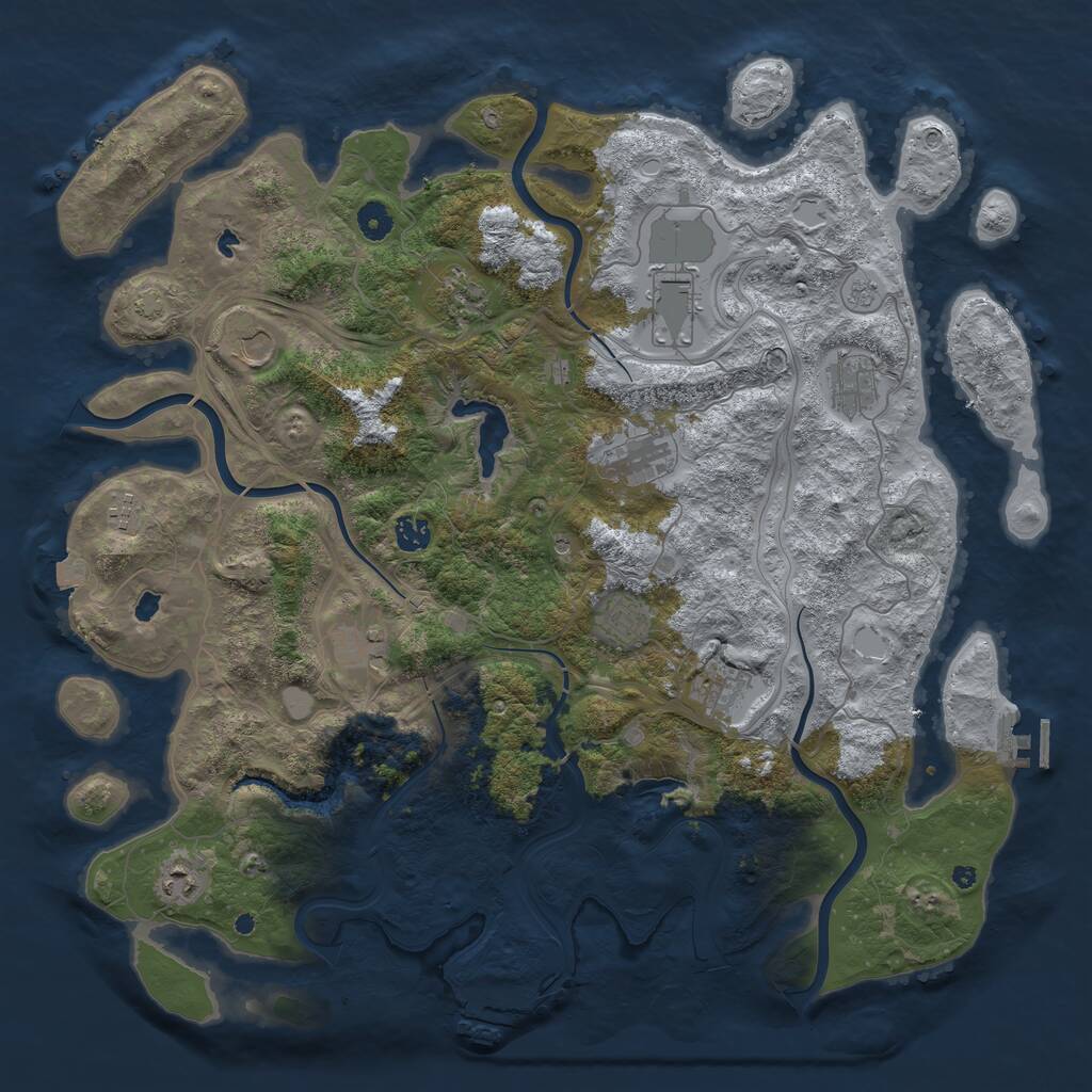 Rust Map: Procedural Map, Size: 4500, Seed: 905977663, 17 Monuments