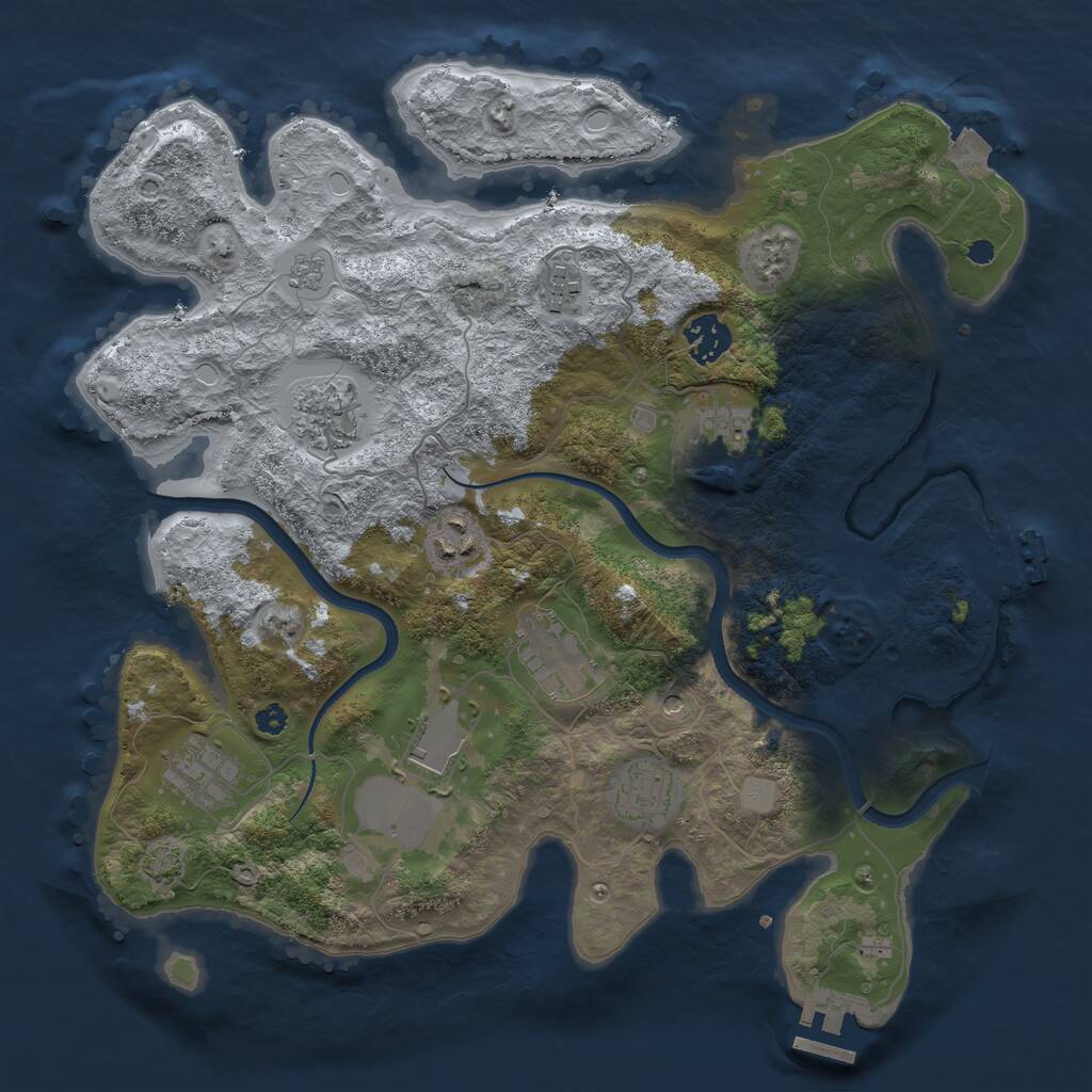Rust Map: Procedural Map, Size: 3500, Seed: 2078752759, 15 Monuments