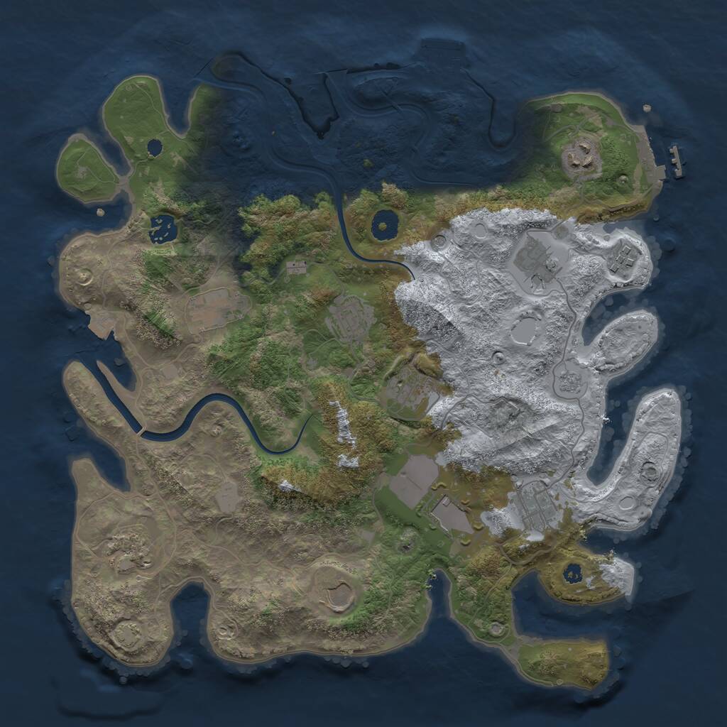 Rust Map: Procedural Map, Size: 3700, Seed: 523975544, 17 Monuments