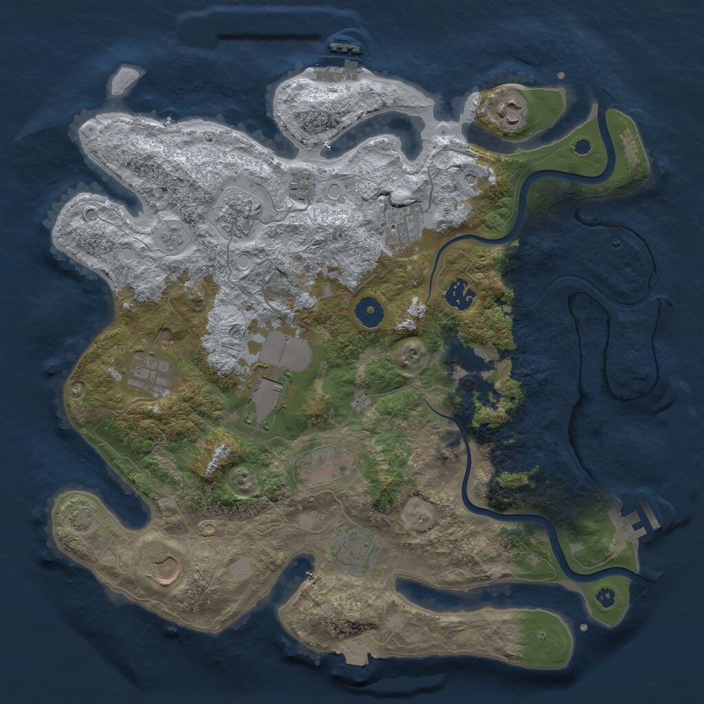 Rust Map: Procedural Map, Size: 3700, Seed: 620763407, 17 Monuments