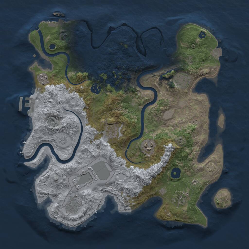 Rust Map: Procedural Map, Size: 3500, Seed: 1930813691, 14 Monuments