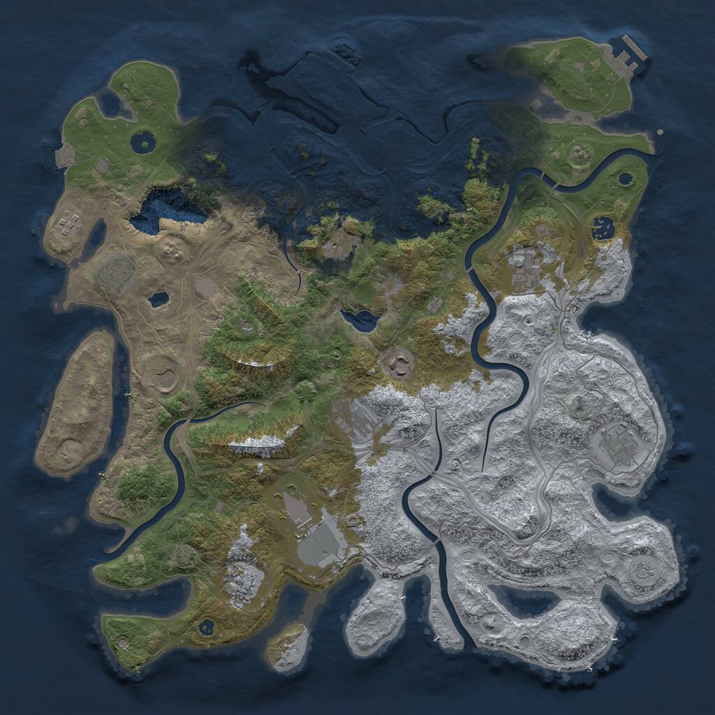 Rust Map: Procedural Map, Size: 4500, Seed: 223110592, 17 Monuments