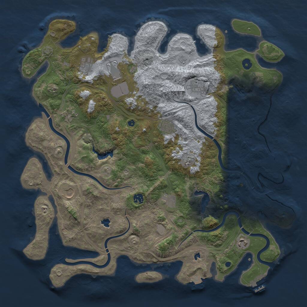 Rust Map: Procedural Map, Size: 4500, Seed: 774403855, 16 Monuments
