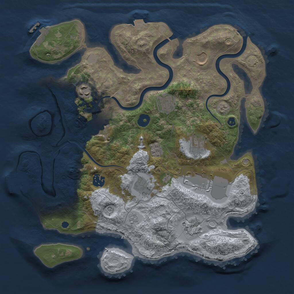 Rust Map: Procedural Map, Size: 3500, Seed: 1347674269, 16 Monuments