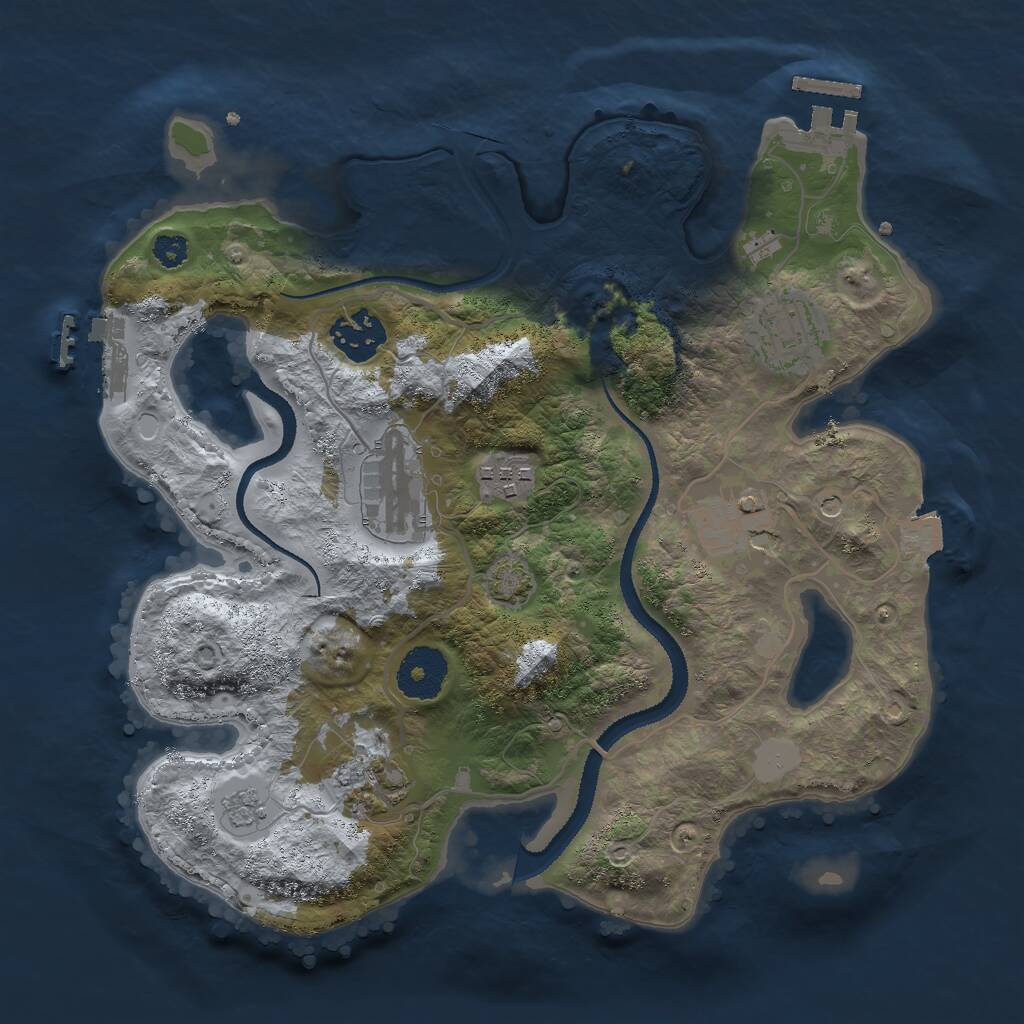 Rust Map: Procedural Map, Size: 3000, Seed: 423169034, 12 Monuments