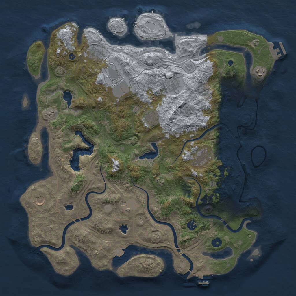 Rust Map: Procedural Map, Size: 4500, Seed: 620351077, 16 Monuments