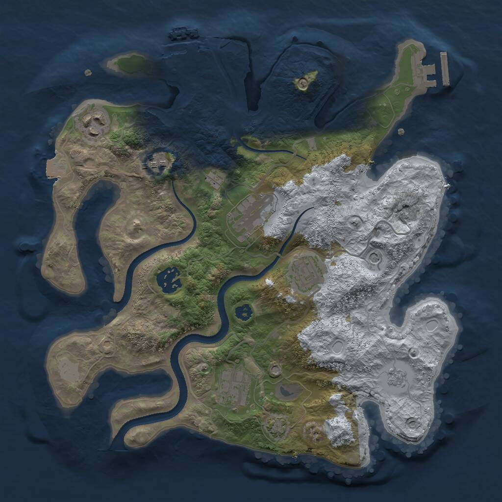 Rust Map: Procedural Map, Size: 3000, Seed: 266196339, 12 Monuments