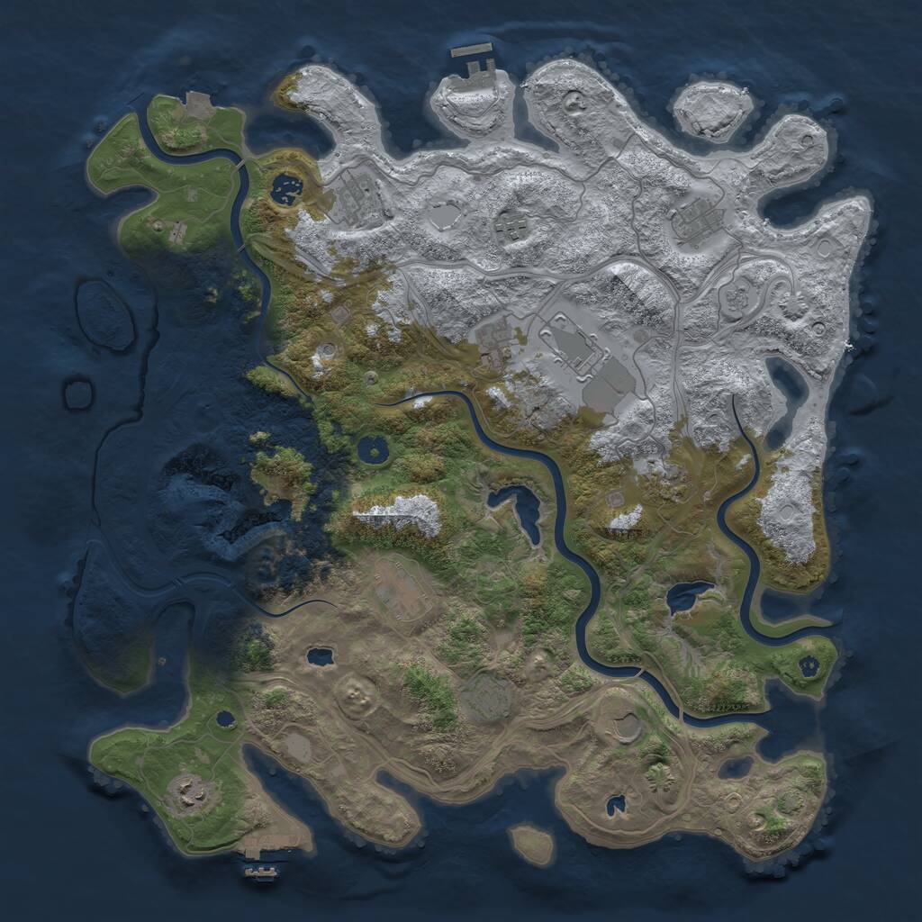 Rust Map: Procedural Map, Size: 4500, Seed: 1108911038, 17 Monuments