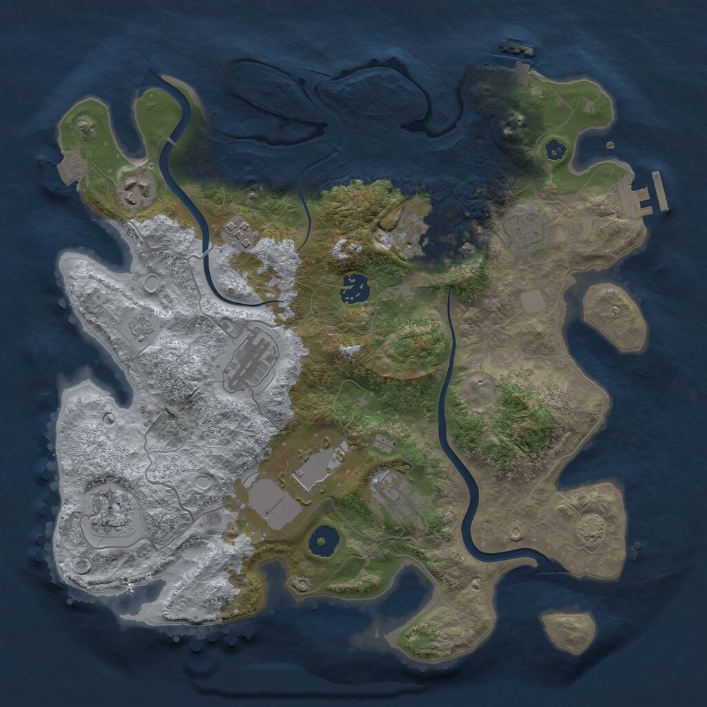 Rust Map: Procedural Map, Size: 3500, Seed: 432295953, 15 Monuments