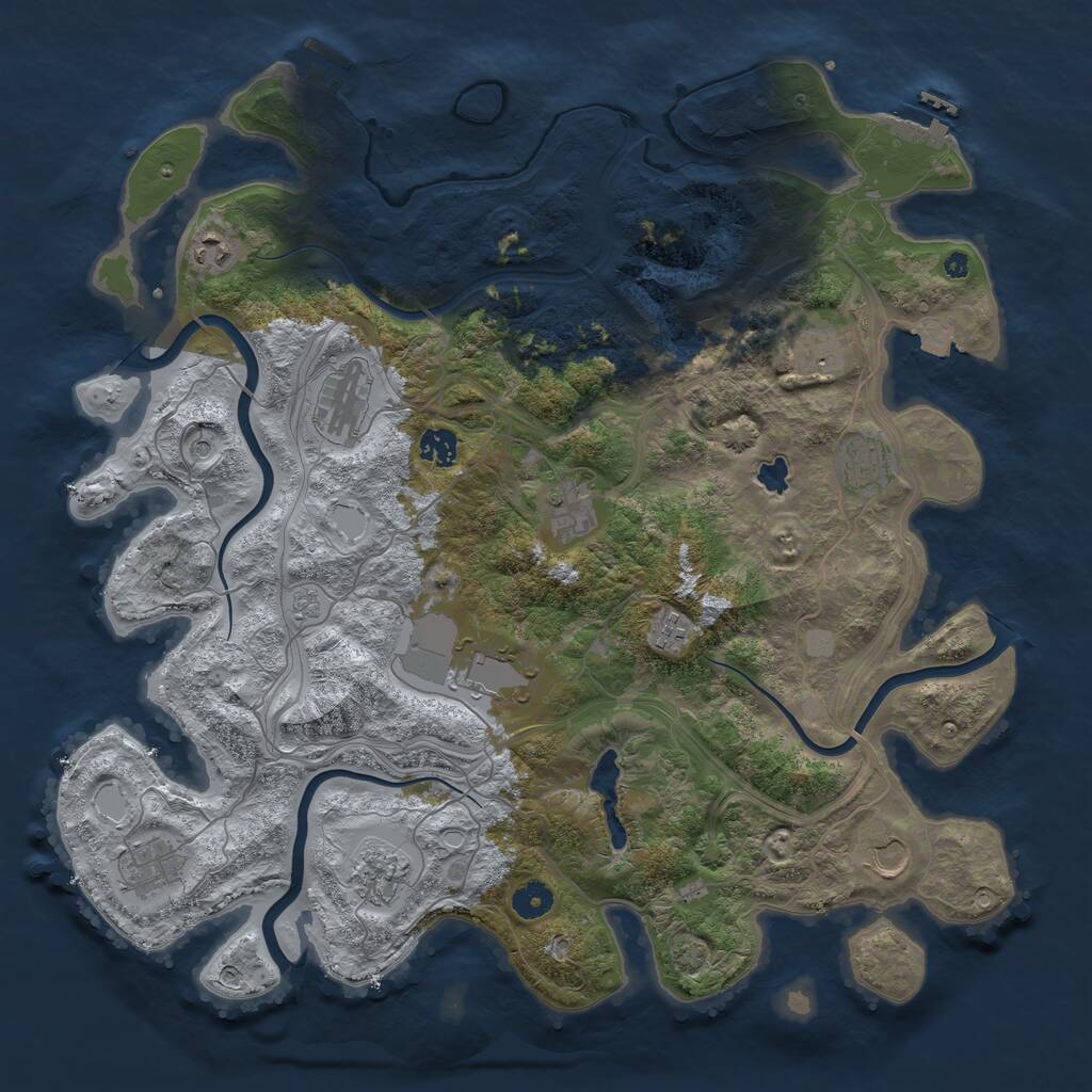 Rust Map: Procedural Map, Size: 4250, Seed: 1486958380, 17 Monuments